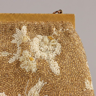 Vintage Gold Evening Bag with Embroidery