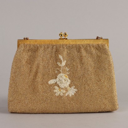 Vintage Gold Evening Bag with Embroidery