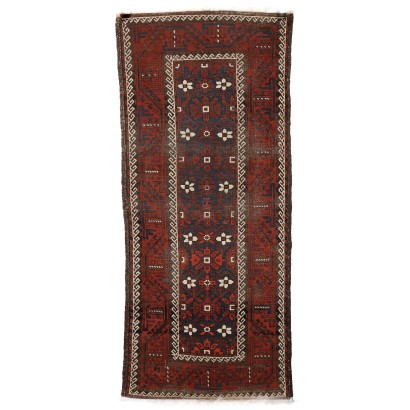 Tapis Ancien Asiatique Laine Noeud Fin 218 x 95 cm