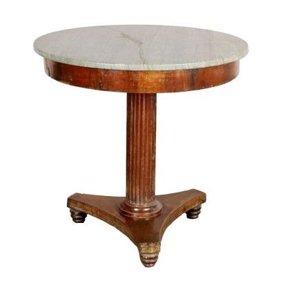 Table Basse Empire Ancienne Plaquée en Noyer du XIXe Siècle