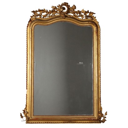 Miroir éclectique en bois doré