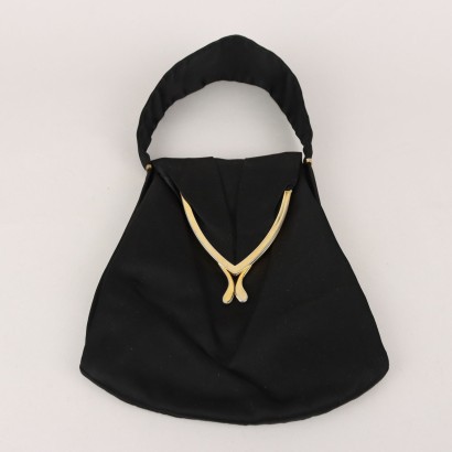 Vintage Black Satin Handbag