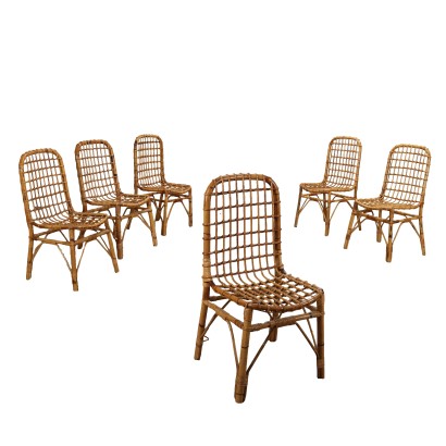 Group of 6 Vintage 1980s Bamboo Chairs Italy