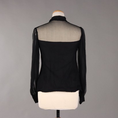 Blusa de gasa negra vintage