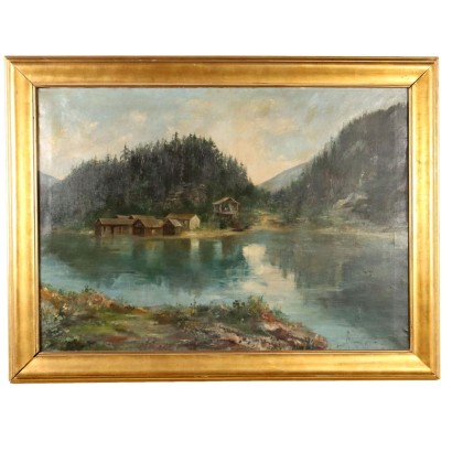 Landscape Painting with Mountain Lake