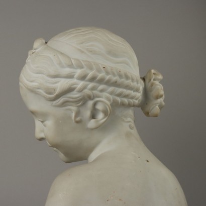 Bust of a Girl in White Marble