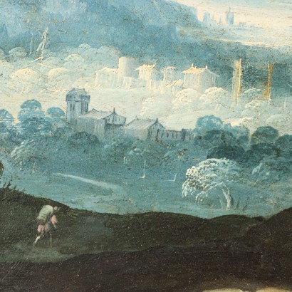 Malerei Flämische Landschaft mit Figuren, Landschaft mit Figuren