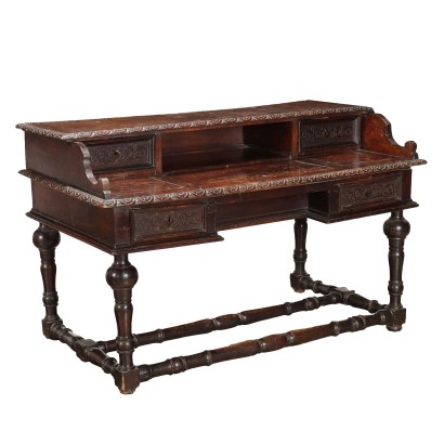 Antique Neo-Renaissance Style Writing Desk Italy XIX-XX Century