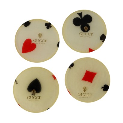 Groupe de 4 Sous Verres Gucci Vintage en Plexiglas Années 80