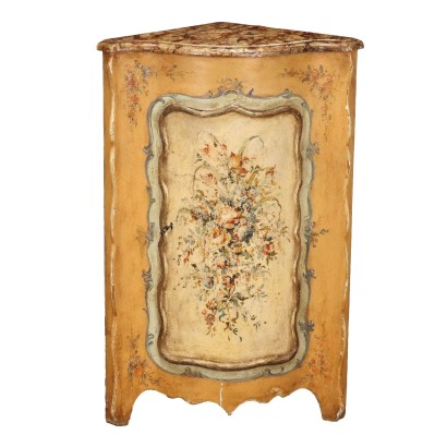 Meuble d'Angle Ancien Style Baroque Bois Peint '900