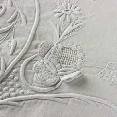 antiques, sheets, antique sheets, ancient sheets, ancient Italian sheets, antique sheets, neoclassical sheets, 19th century sheets, double sheet with fine embroidery 0a