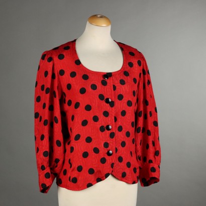 Chemisier Vintage Yves Saint Laurent en Soie Rouge Taille 44 France