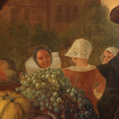 Tableau scène de marché