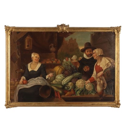 Tableau scène de marché