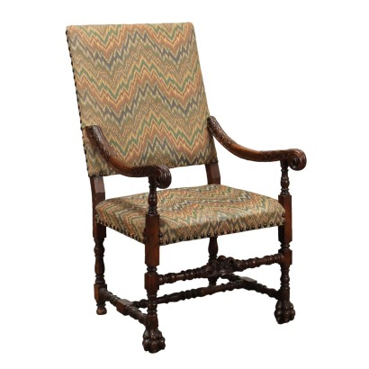 Antiker Barocker Sessel aus Walnuss Italien des XVIII Jhs