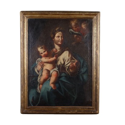 Antique Painting with Religious Subject Oil on Canvas XVII Century