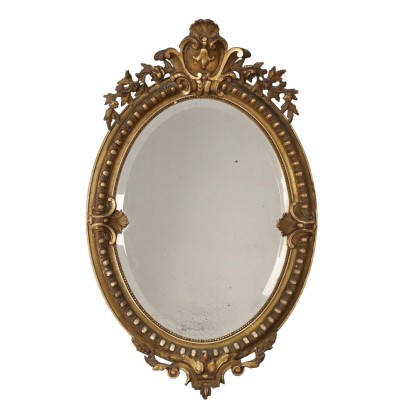 Miroir Ancien en Bois Laqué et Doré Italie du XXe Siècle