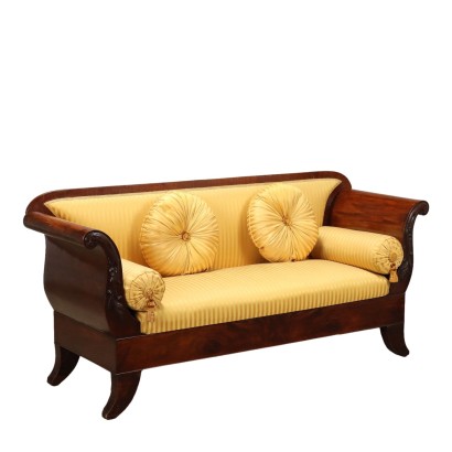 Antique Louis Philippe Sofa Mahogany Italy XIX Century