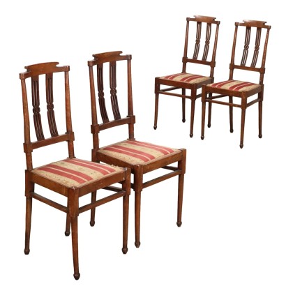 Group of 4 Antique Art Nouveau Chairs Beech Italy XIX-XX Century