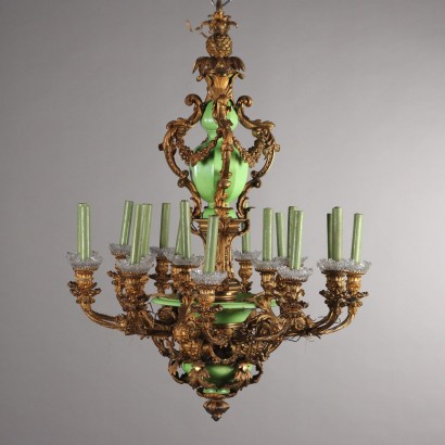 Lampadario Napoleone III in Bronzo Dorato