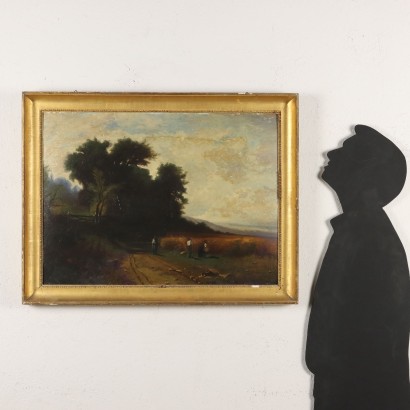 Peinture Paysage avec personnages, Paysage avec figures de paysans