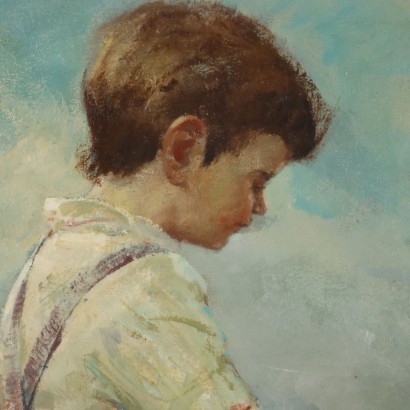 Pintura de Rialdo Guizzardi,Niño en el pony,Rialdo Guizzardi,Rialdo Guizzardi,Rialdo Guizzardi