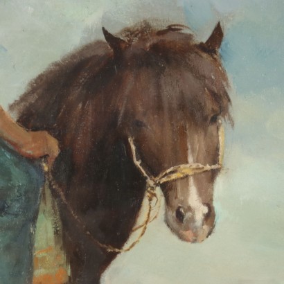 Pintura de Rialdo Guizzardi,Niño en el pony,Rialdo Guizzardi,Rialdo Guizzardi,Rialdo Guizzardi