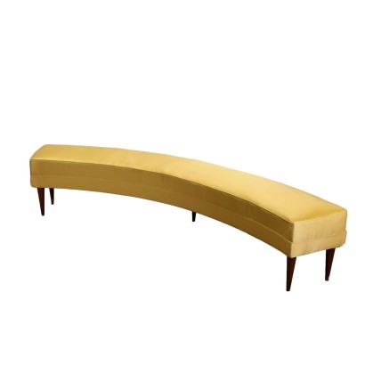 Banc Vintage en Bois Couverture en Satin Italie Années 50