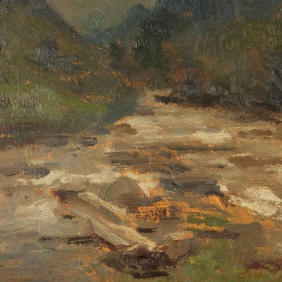 VITTORI PAINTING,Painting by Carlo Vittori,Mountain landscape with stream,Carlo Vittori,Carlo Vittori,Carlo Vittori,Carlo Vittori