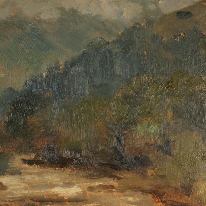 VITTORI PAINTING,Painting by Carlo Vittori,Mountain landscape with stream,Carlo Vittori,Carlo Vittori,Carlo Vittori,Carlo Vittori