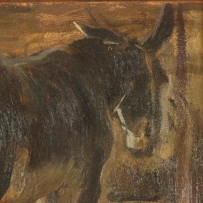 Painting by Carlo Vittori, Interior of stable with donkey, Carlo Vittori, Carlo Vittori, Carlo Vittori