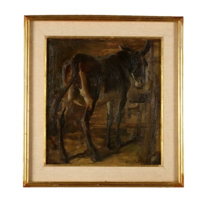 Pintura de Carlo Vittori, Interior del establo con burro, Carlo Vittori, Carlo Vittori, Carlo Vittori