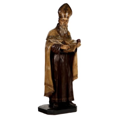 HOLZSKULPTUR, Skulptur des Bischofs des Heiligen Augustinus Li