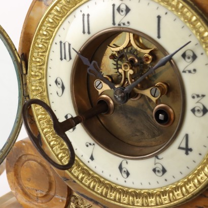 Triptych Clock in Yellow Marble and Br