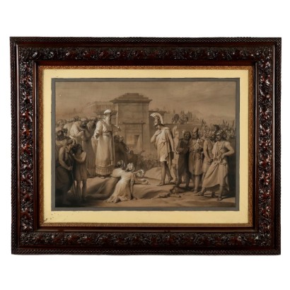 Tableau Ancien Alexandre le Grand Technique Mixte XIXe Siècle