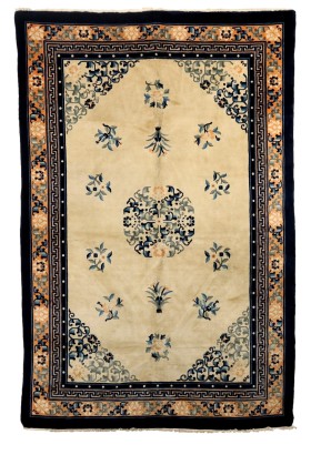 Tapis Ancien Pékin Laine Coton Noeud Gros Chine 275 x 183 cm