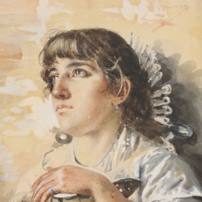 Painting by Ettore Ximenes,Young commoner with jar,Ettore Ximenes,Ettore Ximenes,Ettore Ximenes