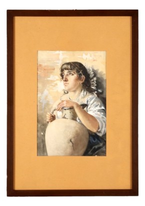 Painting by Ettore Ximenes,Young commoner with jar,Ettore Ximenes,Ettore Ximenes,Ettore Ximenes