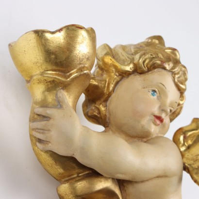 Paire de Putti en Bois Sculpté