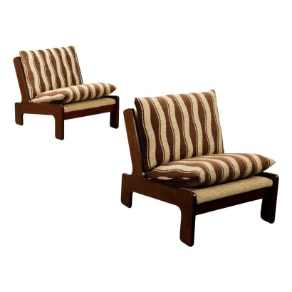 Pair of Vintage 1960s-70s Armchairs Poplar Italy