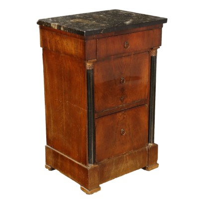 Antique Empire Bedside Table Walnut Drawers Italy XIX Century