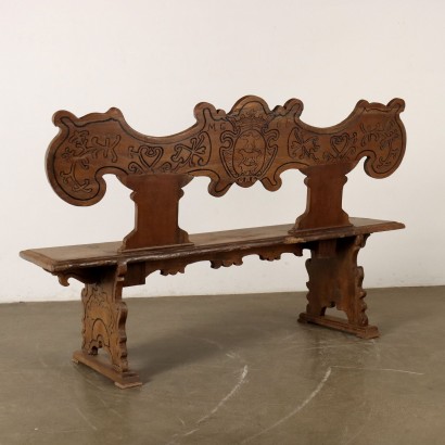 banc,banc baroque en noyer