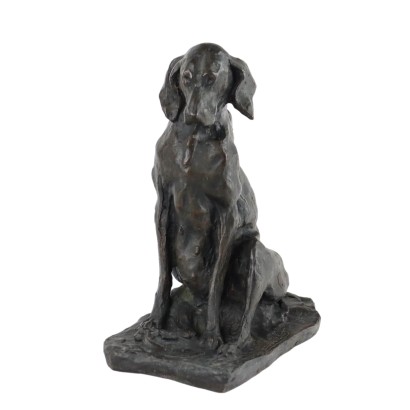 Antique Sculpture Dog Bronze Signed P. Troubetzkoy Italy XX Century