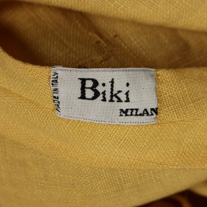 Robe en lin jaune vintage Biki