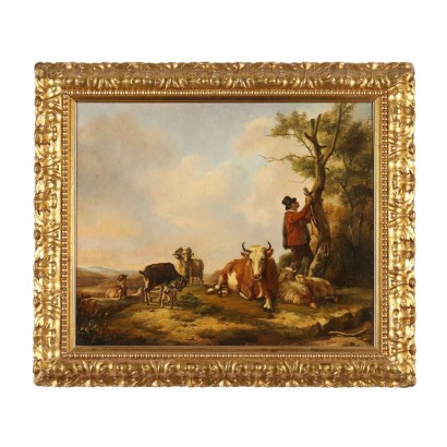 Shepherd with Herd Painting