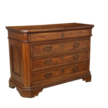 Antique Chest of Drawers Walnut Poplar 4 Drawers Italy '700