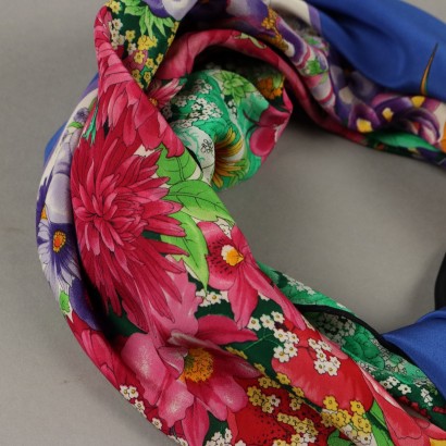 Gucci Foulard Vintage Blu con Fiori