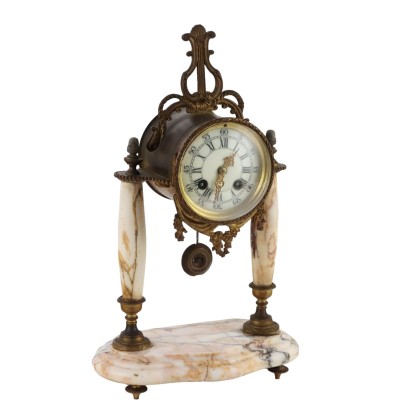 Horloge d'Appui Ancien en Marbre Bronze Doré France XIXe Siècle