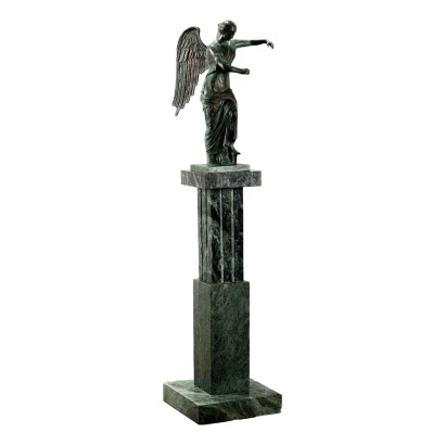 Antique Bronze Sculpture The Winged Victory on Marble Basement