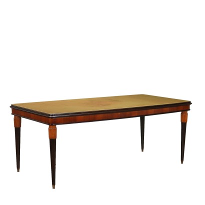 Table Vintage Plaquée en Noyer Italie Années 1950-60